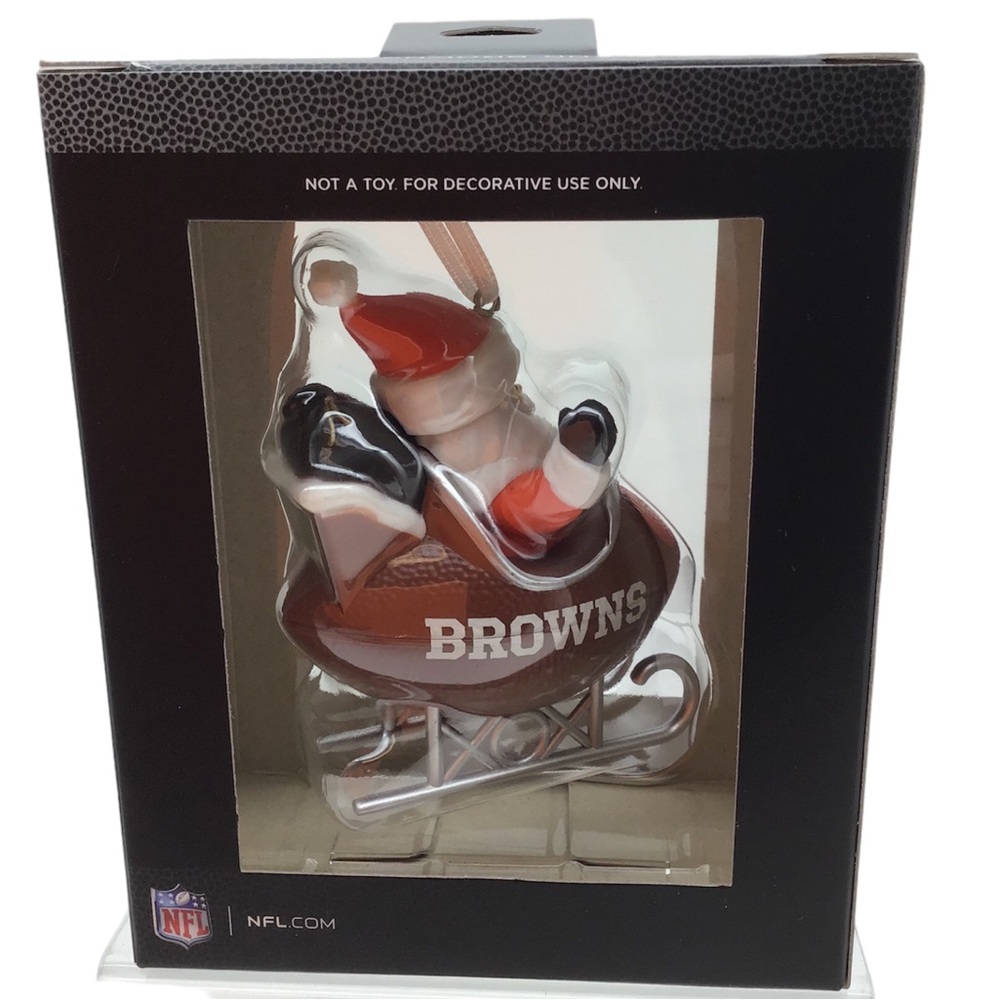 Hallmark NFL “Cleveland Browns” Santa’s Football Sled Christmas Ornament (NWT) - Picture 8 of 13